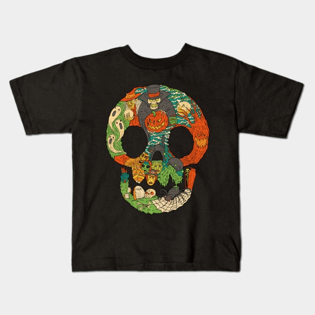 Spooky Skull Kids T-Shirt by chrisraimoart